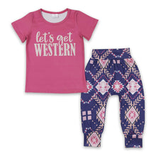 Load image into Gallery viewer, Let's go western top aztec pants kids girls clothes