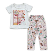 Load image into Gallery viewer, White print top leggings toy kids girls outfits