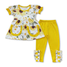 Load image into Gallery viewer, Sunflower pockets tunic leggings girls clothing set