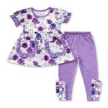 Load image into Gallery viewer, Lavender floral tunic leggings girls clothes