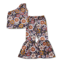 Load image into Gallery viewer, One shoulder floral top pants girls clothing set