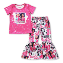 Load image into Gallery viewer, Hot pink top western party girls clothing set