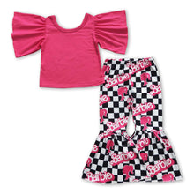 Load image into Gallery viewer, Hot pink top plaid pants party girls outfits