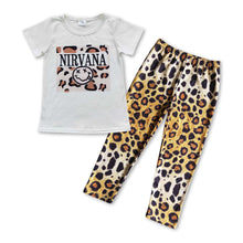 Load image into Gallery viewer, Short sleeves leopard shirt leggings girls clothes