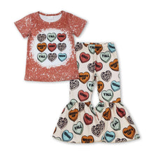 Load image into Gallery viewer, Howdy y'all heart top pants girls valentine's outfits