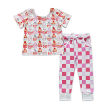 Load image into Gallery viewer, Love cake top plaid pocket pants girls Valentine's outfits