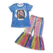 Load image into Gallery viewer, Blue top colorful shinny pants singer girls clothes