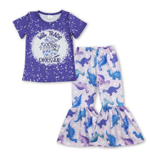Load image into Gallery viewer, Dinosaur bleached purple top pants girls clothes