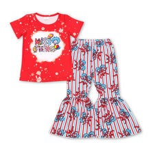 Load image into Gallery viewer, Cat balloon top bell bottom pants girls clothing set