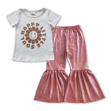 Load image into Gallery viewer, Happy little soul top shinny pants girls clothes