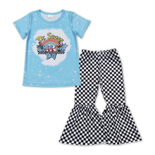 Load image into Gallery viewer, Cat rainbow top plaid pants girls clothing set