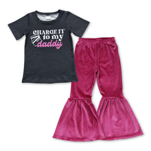 Load image into Gallery viewer, Charge it to my daddy velvet pants girls clothing