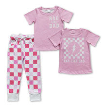 Load image into Gallery viewer, Pink plaid rad like dad top pants kids girls outfits