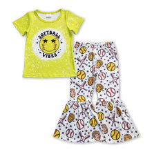 Load image into Gallery viewer, Softball vibes top bell bottom pants kids girls clothes