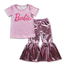 Load image into Gallery viewer, Pink short sleeves shirt shinny pants party girls clothes