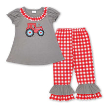 Load image into Gallery viewer, Tractor heart tunic plaid pants girls Valentine's outfits