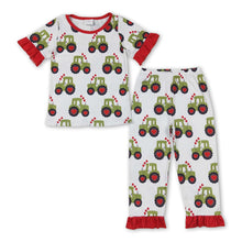 Load image into Gallery viewer, Heart tractor short sleeves farm girls valentine's pajamas