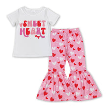 Load image into Gallery viewer, Sweet heart top bell bottom pants girls valentine's outfits