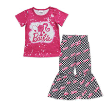 Load image into Gallery viewer, Hot pink bleached shirt plaid pants party girls clothes