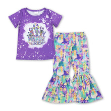 Load image into Gallery viewer, Crawfish mardi gras bleached top tie dye pants girls clothes