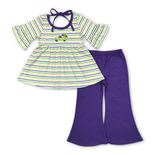 Load image into Gallery viewer, Stripe truck tunic purple pants girls mardi gras outfits
