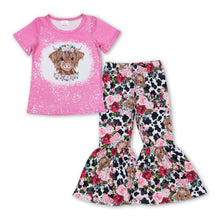 Load image into Gallery viewer, Highland cow not in the mood kids girls clothes