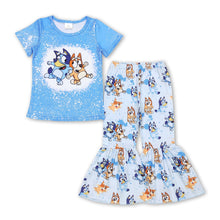 Load image into Gallery viewer, Bleached dogs bell bottom pants cute baby girls clothes