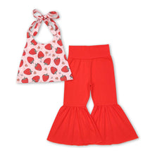 Load image into Gallery viewer, Strawberry heart halter top bell bottom pants girls outfits
