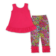 Load image into Gallery viewer, Sleeveless hot pink top leopard leggings girls outfits