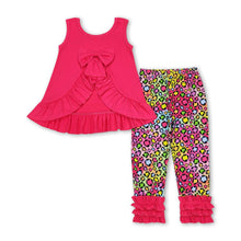 Load image into Gallery viewer, Sleeveless hot pink top leopard leggings girls outfits