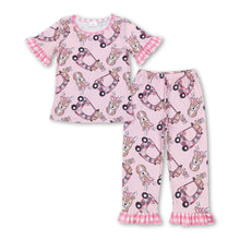 Load image into Gallery viewer, Pink short sleeves deer camo top pants girls pajamas