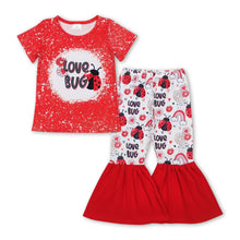 Load image into Gallery viewer, Love bug floral rainbow heart girls valentin'e outfits