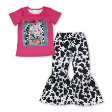 Load image into Gallery viewer, Hot pink top cow print pants singer girls clothing