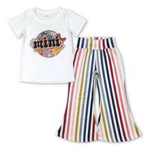 Load image into Gallery viewer, Mini short sleeves groovy top stripe pants kids girls outfits