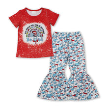 Load image into Gallery viewer, Be kind cat hat rainbow shirt elephant pants girls clothes