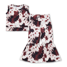 Load image into Gallery viewer, Sleeveless cow top bell bottom pants kids girls clothing