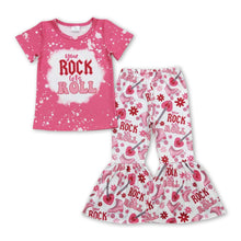 Load image into Gallery viewer, Pink guitar floral roller skates kids grils clothing set