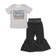 Load image into Gallery viewer, Sassy little thing leopard top black pants girls outfits