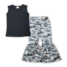 Load image into Gallery viewer, Sleeveless black top camo pants girls clothing set
