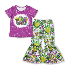 Load image into Gallery viewer, Little miss mardi gras top bell bottom pants girls clothes