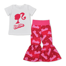 Load image into Gallery viewer, White short sleeves top heart pants party girls clothes