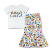 Load image into Gallery viewer, Bananas top colorful stripe girls clothing set