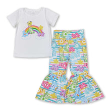 Load image into Gallery viewer, Rainbow bear clover girls st patrick's day clothes