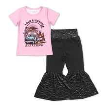 Load image into Gallery viewer, Heart truck top leopard bell bottom pants girls outfits