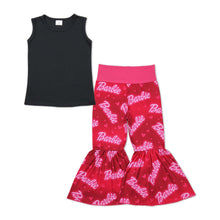 Load image into Gallery viewer, Black cotton top heart pants party girls clothes