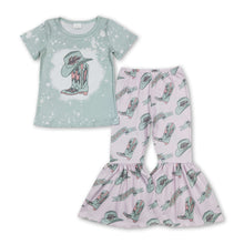Load image into Gallery viewer, Boots bleached top bell bottom pants girls clothing set