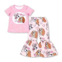 Load image into Gallery viewer, Pink heart dogs top pants girls valentines clothing