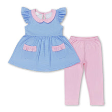 Load image into Gallery viewer, Stripe pocket tunic pink leggings girls clothing set