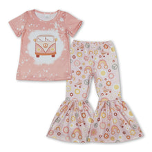 Load image into Gallery viewer, Rainbow smile flower camping kids girls clothing set