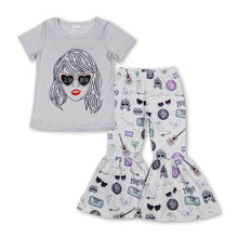 Load image into Gallery viewer, Short sleeves top bell bottom pants singer girls outfits